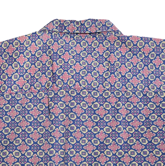 Vintage Knights of Round Table Blue & Red Geometric Long Sleeve Button Up Sz XL - Picture 6 of 8